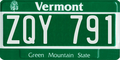 VT license plate ZQY791