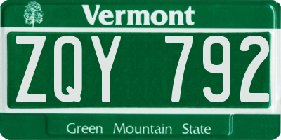 VT license plate ZQY792