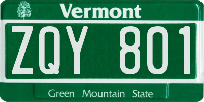 VT license plate ZQY801