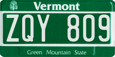 VT license plate ZQY809