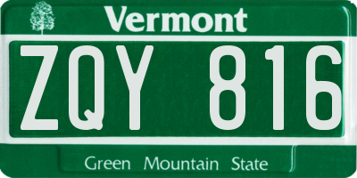 VT license plate ZQY816