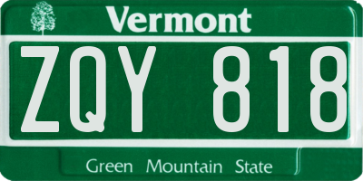 VT license plate ZQY818