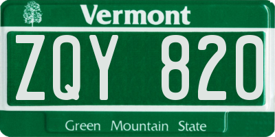 VT license plate ZQY820