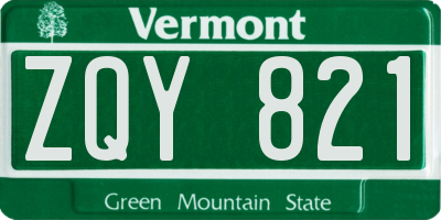 VT license plate ZQY821