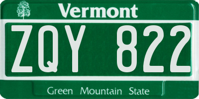 VT license plate ZQY822