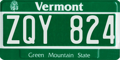 VT license plate ZQY824