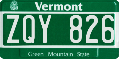 VT license plate ZQY826