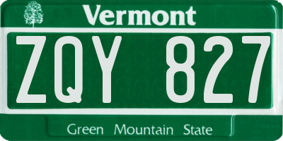 VT license plate ZQY827