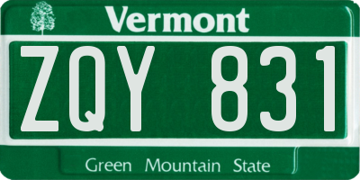 VT license plate ZQY831