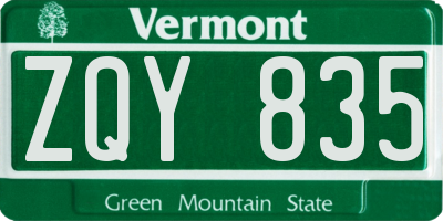 VT license plate ZQY835