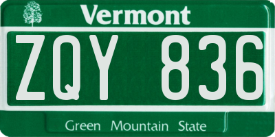 VT license plate ZQY836
