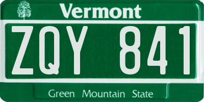 VT license plate ZQY841