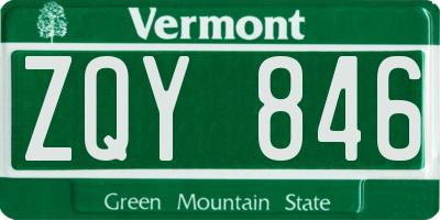VT license plate ZQY846