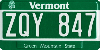 VT license plate ZQY847