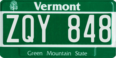 VT license plate ZQY848