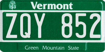 VT license plate ZQY852
