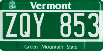 VT license plate ZQY853