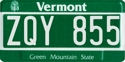 VT license plate ZQY855