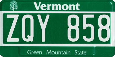 VT license plate ZQY858