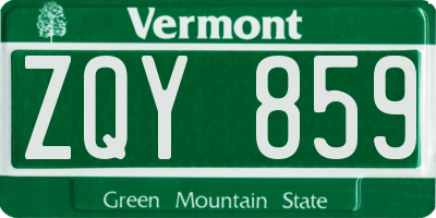 VT license plate ZQY859
