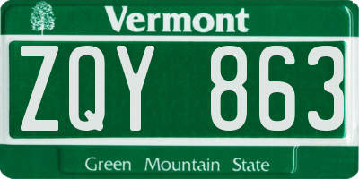 VT license plate ZQY863
