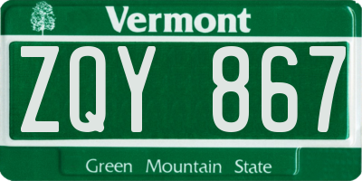 VT license plate ZQY867