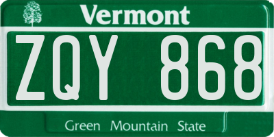 VT license plate ZQY868