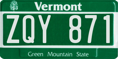 VT license plate ZQY871