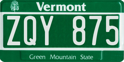 VT license plate ZQY875
