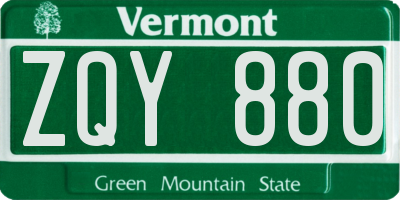 VT license plate ZQY880