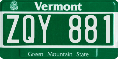 VT license plate ZQY881