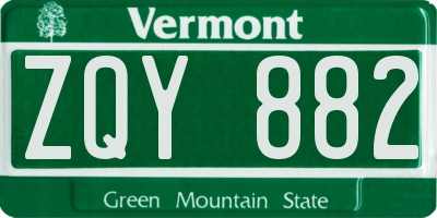 VT license plate ZQY882