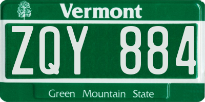 VT license plate ZQY884