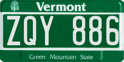 VT license plate ZQY886