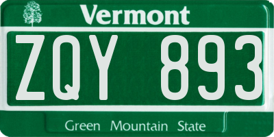 VT license plate ZQY893