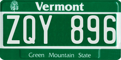 VT license plate ZQY896
