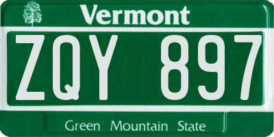 VT license plate ZQY897
