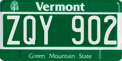 VT license plate ZQY902