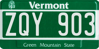 VT license plate ZQY903