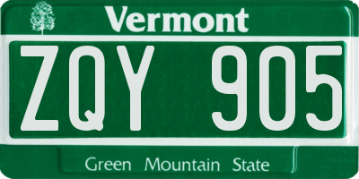 VT license plate ZQY905