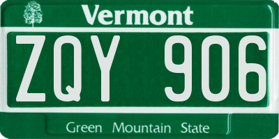 VT license plate ZQY906