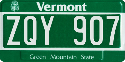 VT license plate ZQY907