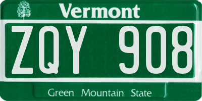 VT license plate ZQY908