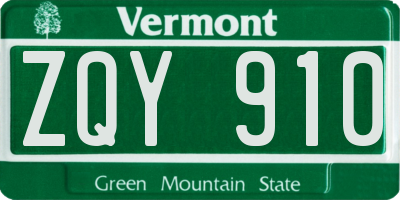 VT license plate ZQY910