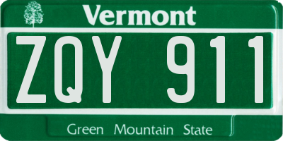 VT license plate ZQY911