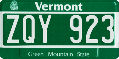 VT license plate ZQY923