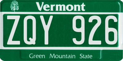 VT license plate ZQY926