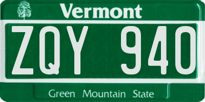VT license plate ZQY940