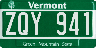 VT license plate ZQY941