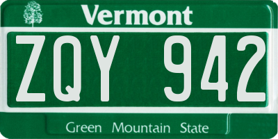 VT license plate ZQY942